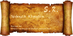Spányik Klaudia névjegykártya